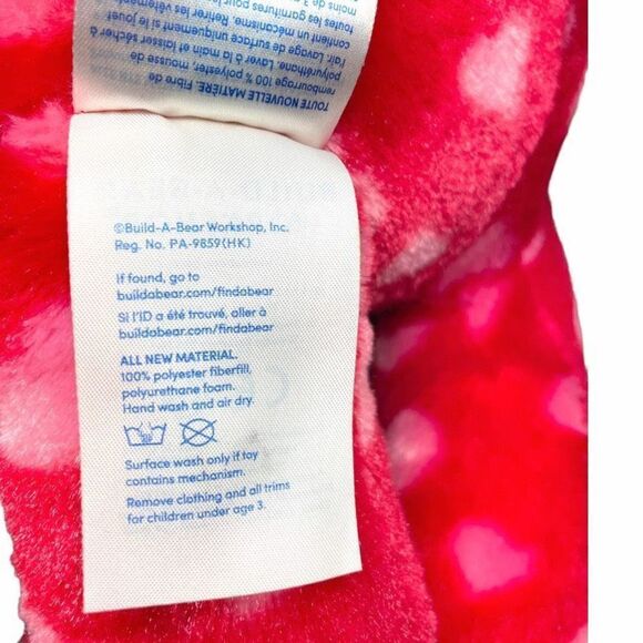 Build A Bear Teddy Bear Plush Hearts Red Pink 16” Stuffed Animal Valentines Day - Picture 8 of 11